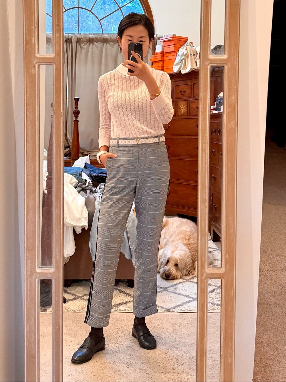 Ted Baker Pale Pink Knit with Scalloped White Collar